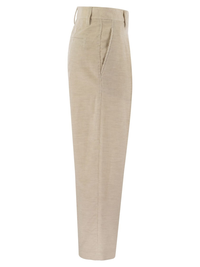 Brunello Cucinelli Striped Canvas Trousers In Viscose