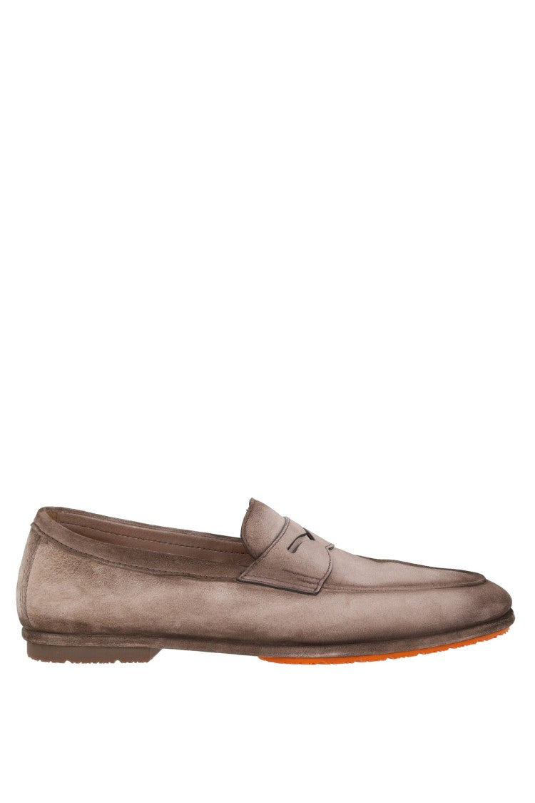 Santoni Carlo Patina Suede Driver Loafers