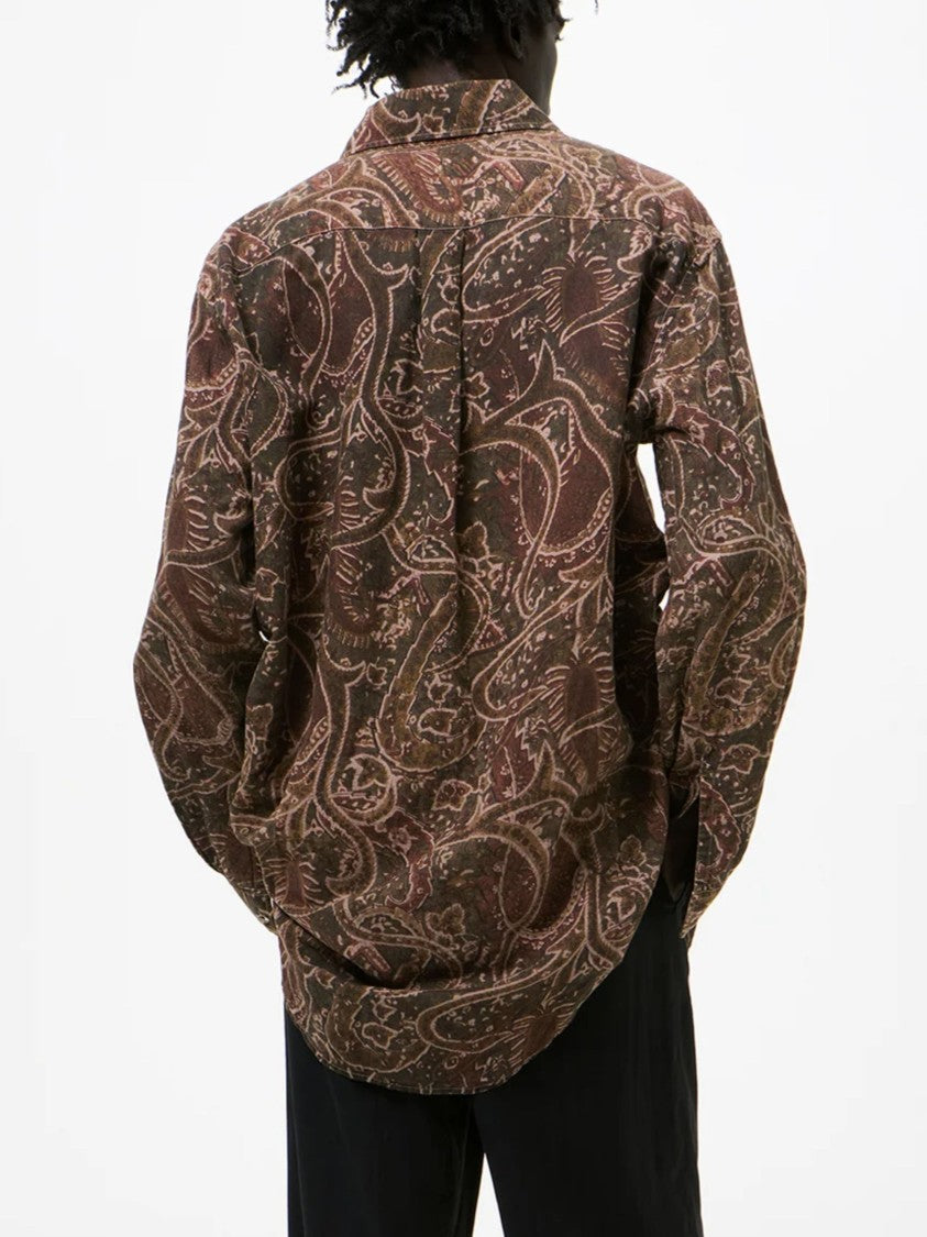 Our Legacy Brown Paisley Snake Print Shirt