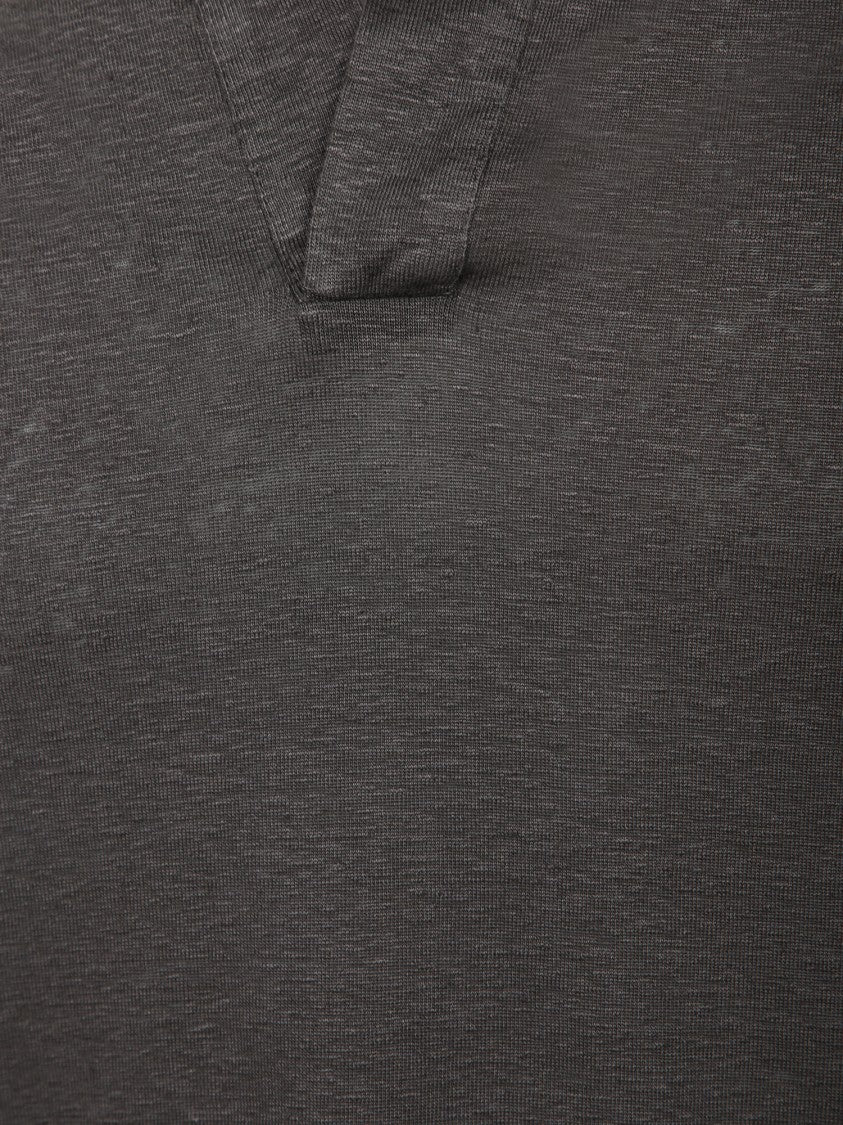 Dell'oglio Linen Polo Shirt With Three-Button Collar