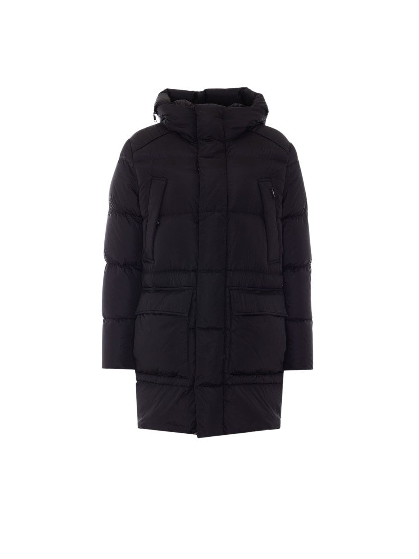 Add Black Quilted Long Polyamide Down Coat