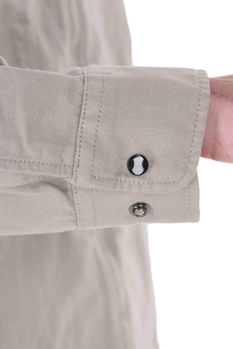 C.P. Company Grey Cotton-Linen Zip Overshirt Jacket