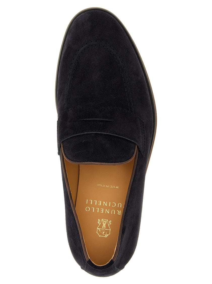 Brunello Cucinelli Penny Strap Suede Loafers