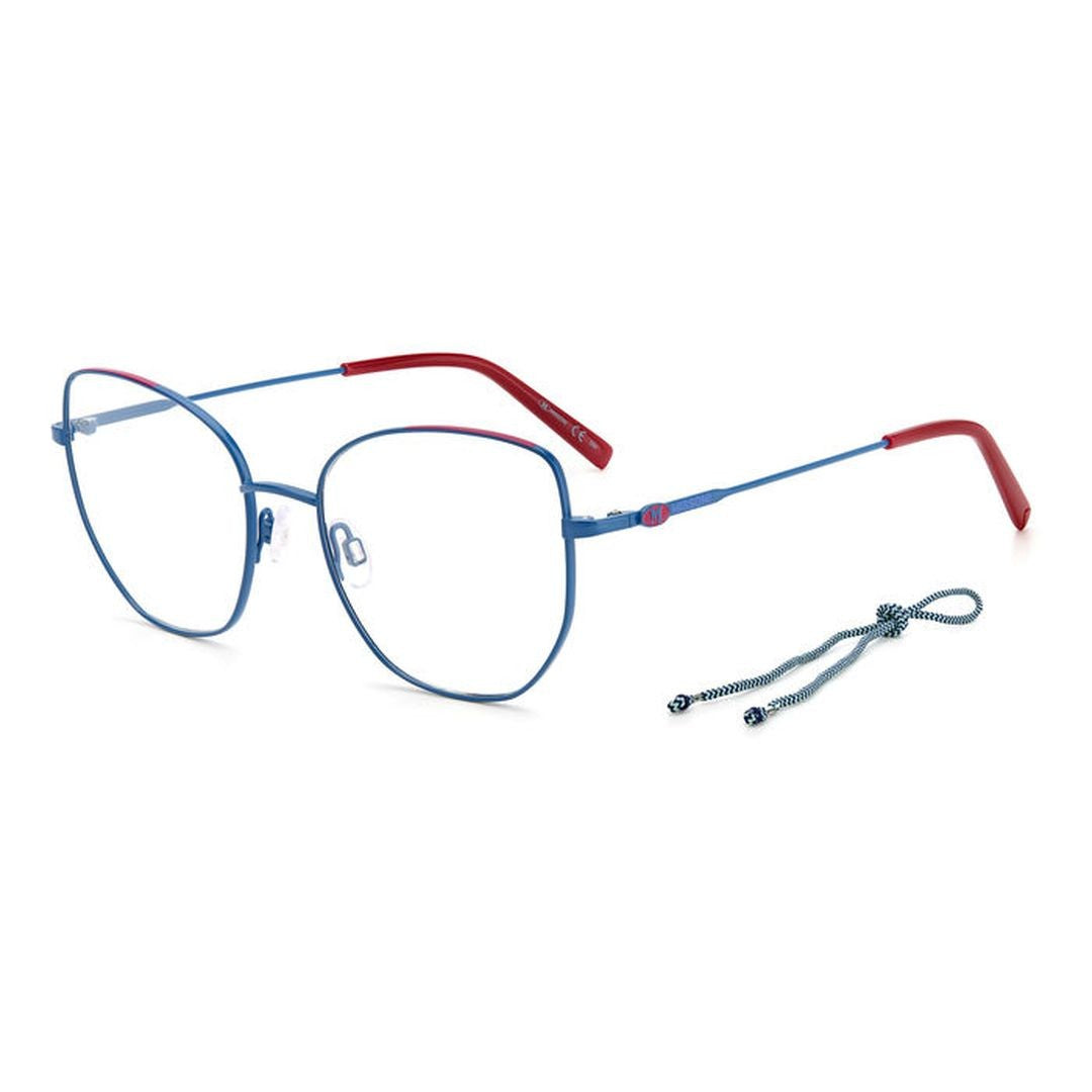 M Missoni Mmi 0084 Angular Metal Frame Eyeglasses With Decorative Chain