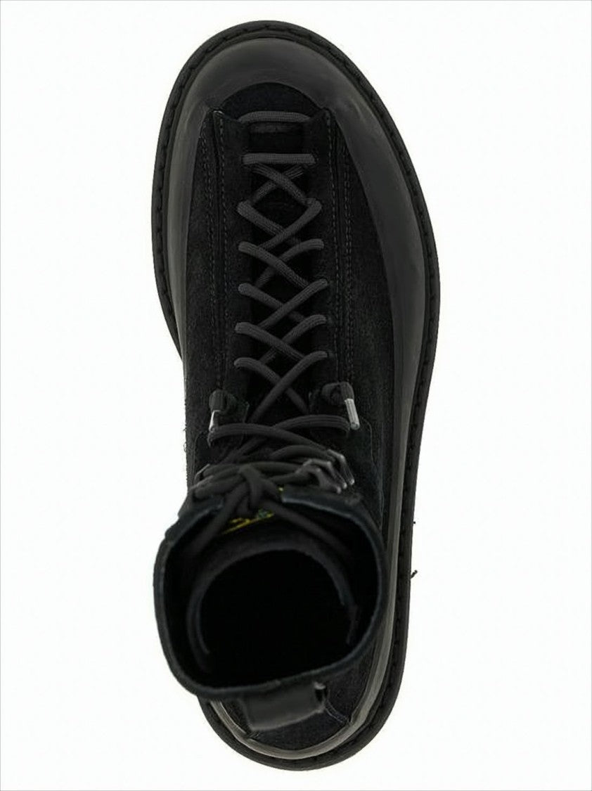 Stone Island High-Top Suede Lace-Up Boots With Rubber Sole