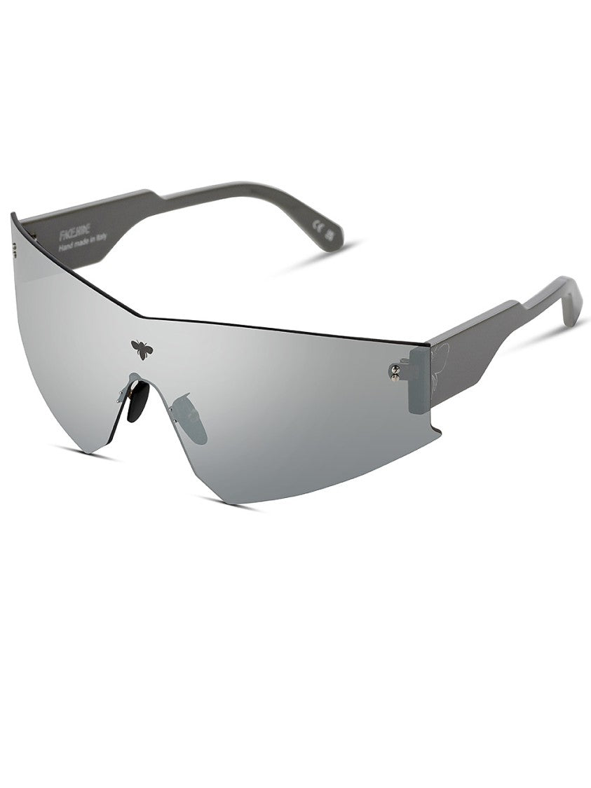 Face Hide Futuristic Grey Sunglasses With Italian Acetate Frame
