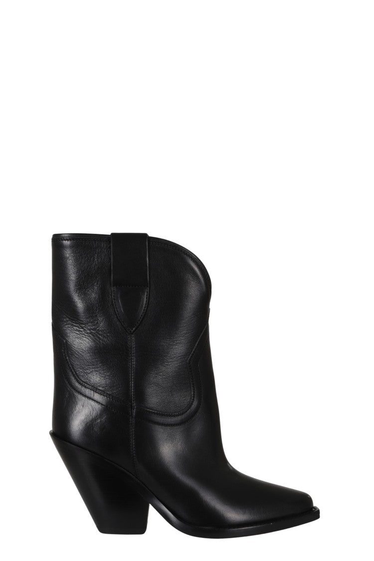 Isabel Marant Black Rounded Panel Leather Ankle Boots