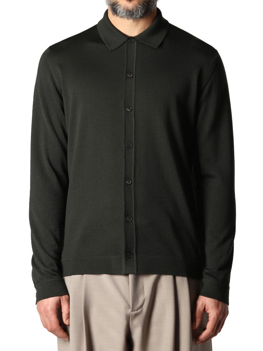 Roberto Collina Fine Merino Wool Long-Sleeve Button-Up Shirt