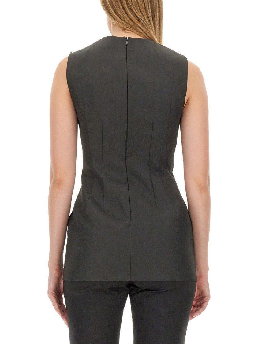 Sportmax Structured Sleeveless Top With Deep Square Neckline