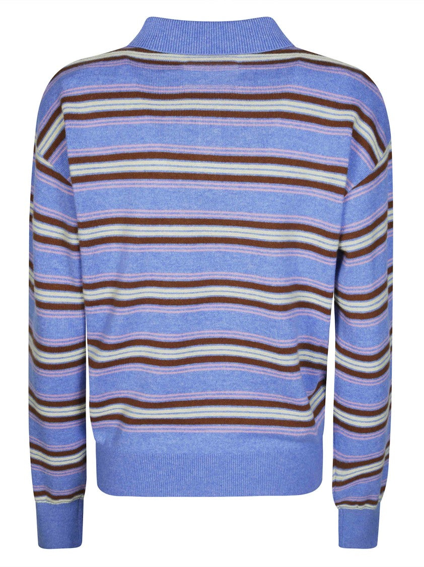 Guest In Residence Collegiate Stripe Knit Polo Shirt