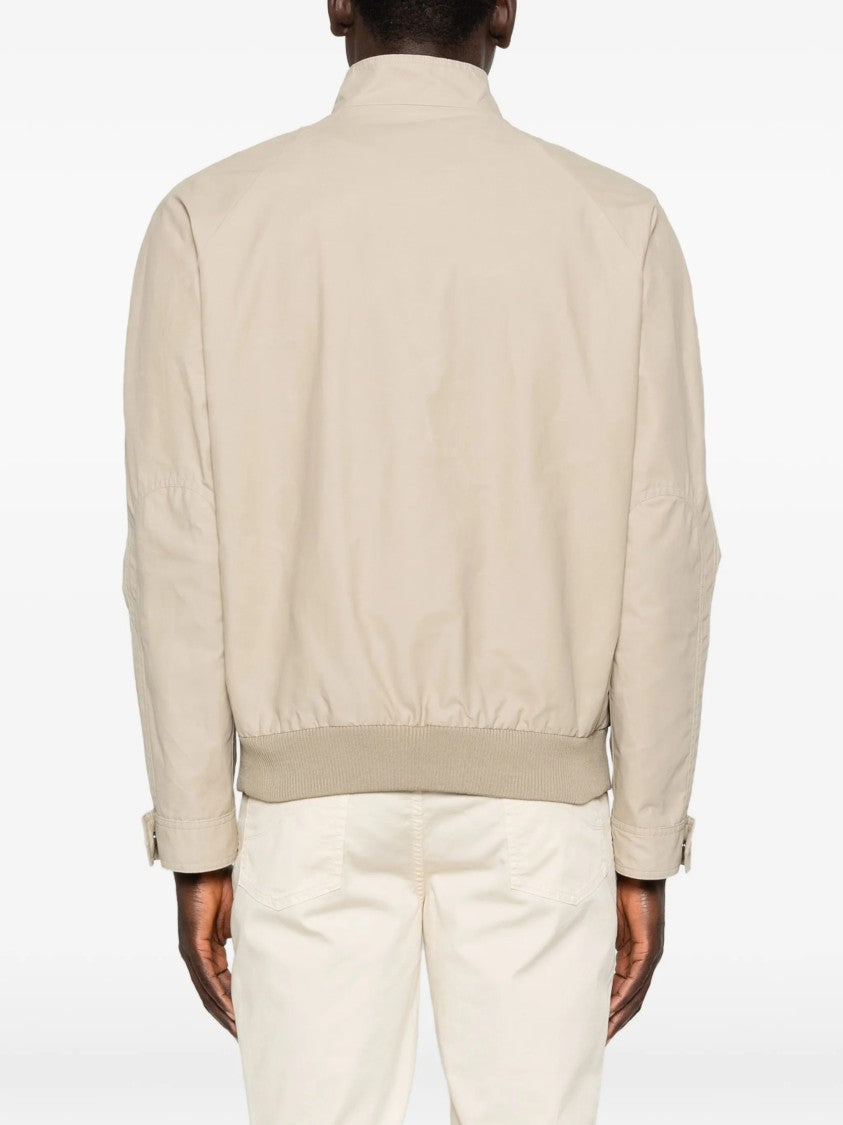 Fay Light Beige Bomber Stand Collar Jacket