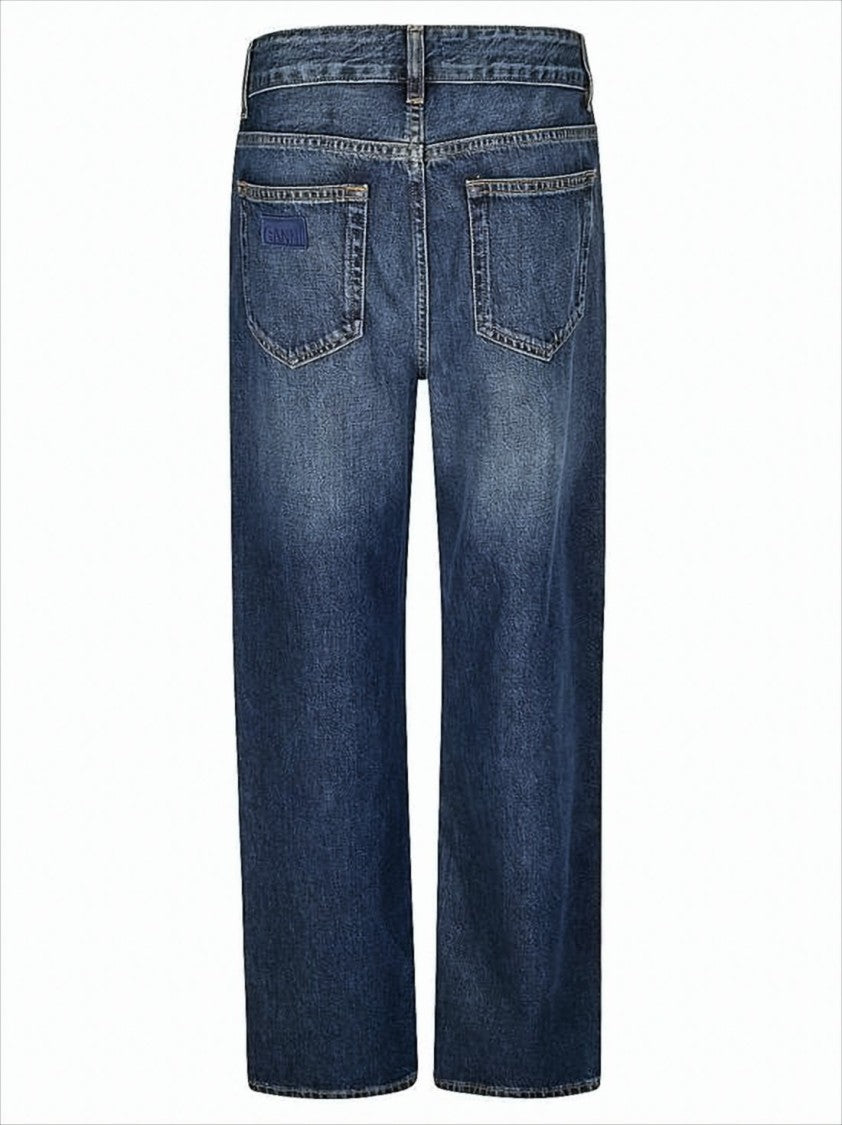 Ganni Classic Straight-Leg Denim Pants With Five-Pocket Design