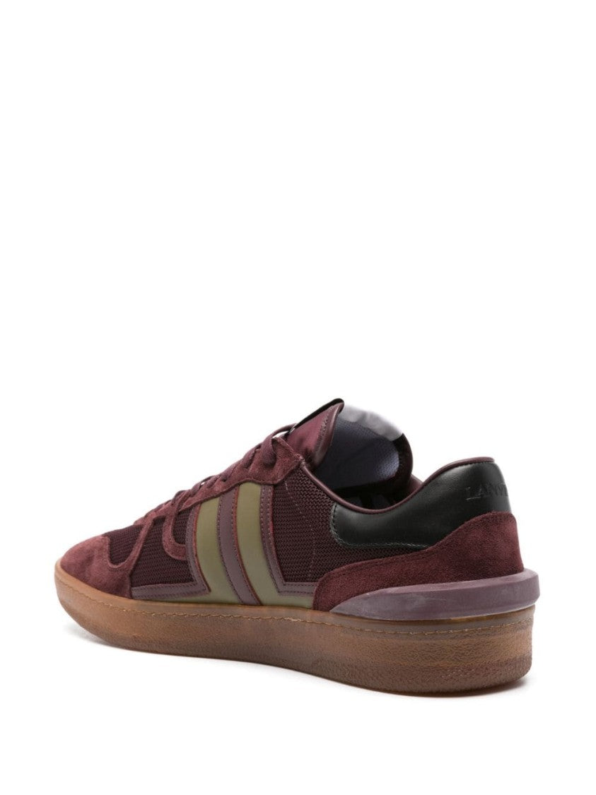 Lanvin Bordeaux Red And Olive Green Calf Leather Sneakers