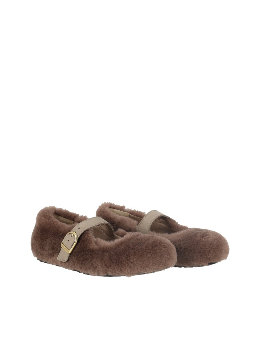 Birkenstock Grey Taupe Santa Clarita S Shearling Flats