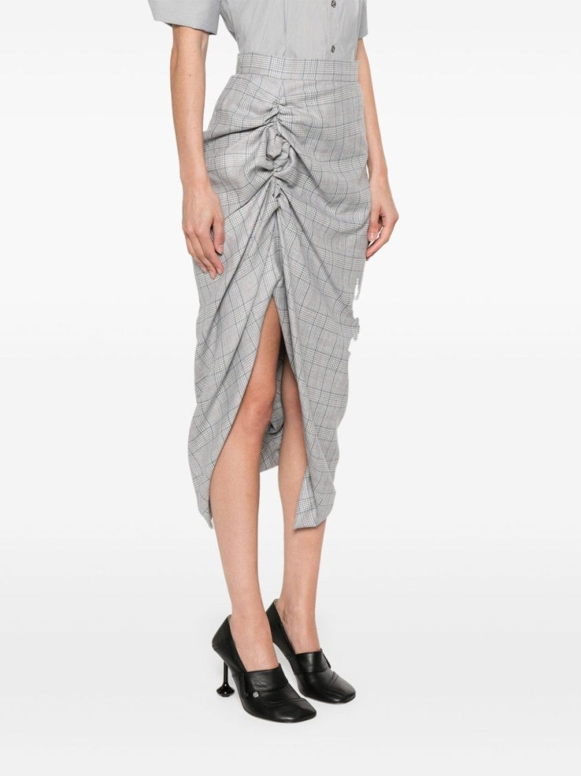 Vivienne Westwood Check Pattern Skirt With Ruched Detailing And Side Fastening
