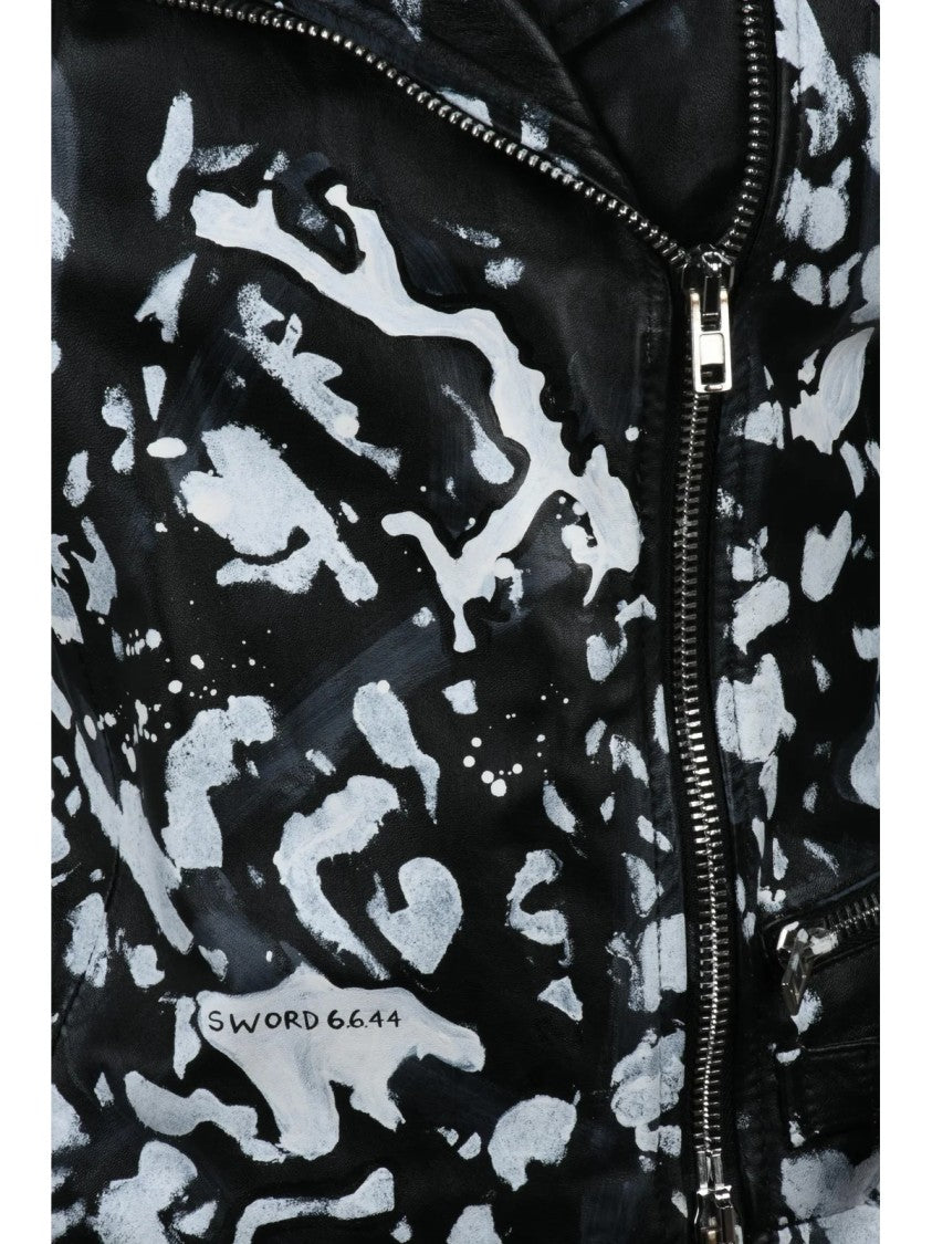 Sword 6.6.44 Leather Biker Jacket - Black/White