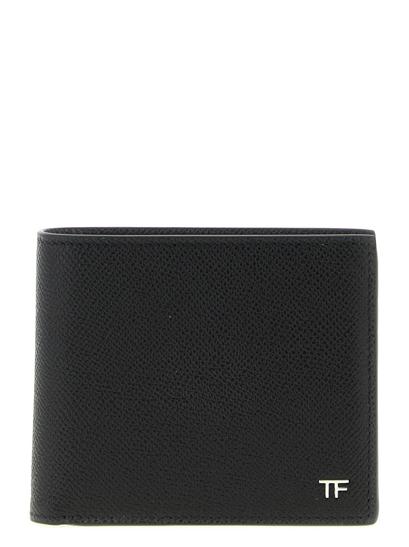 Tom Ford Textured Black Bifold Wallet With Silver Logo