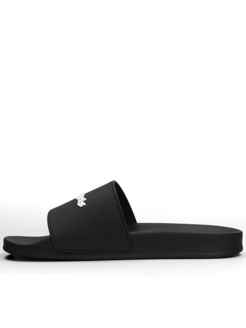 Palm Angels Black Classic Logo Sliders Logo Sandals