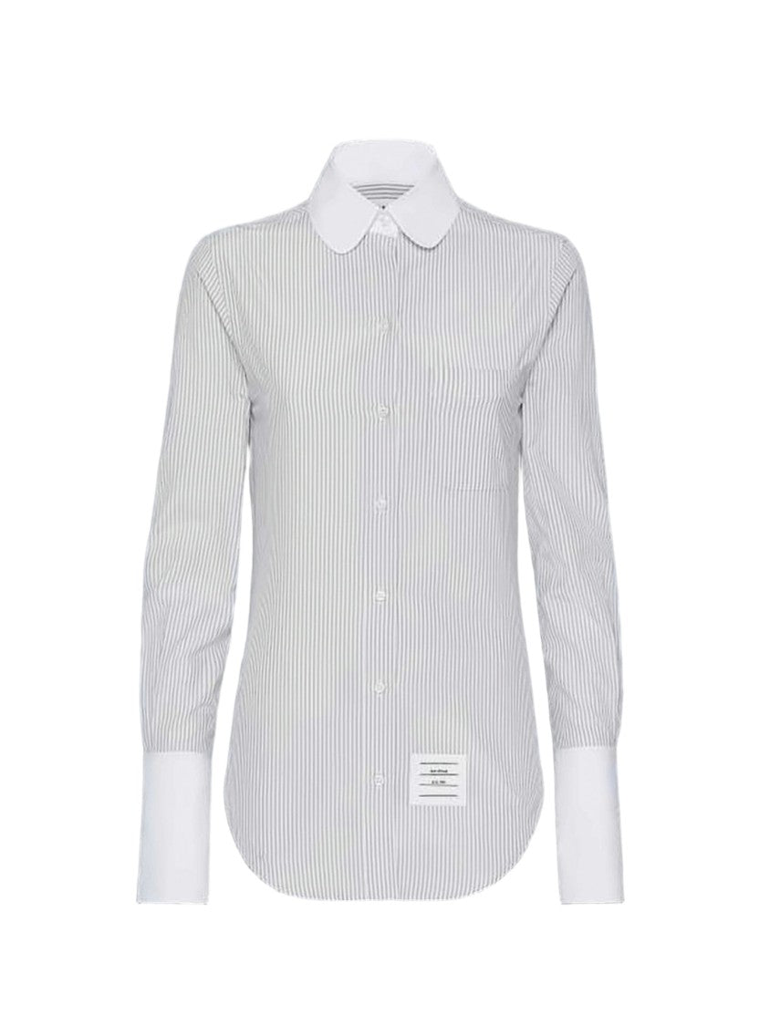 Thom Browne Tailored Long-Sleeve Shirt With Vertical Stripes And Signature Details