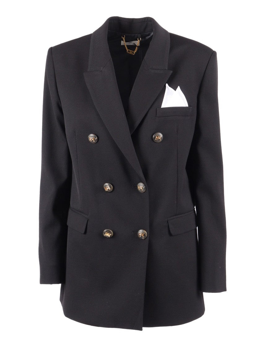 Elisabetta Franchi Double-Breasted Tailored Jacket With Structured Silhouette
