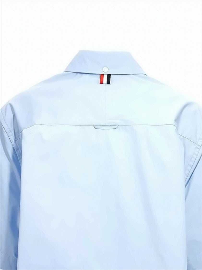 Thom Browne Short-Sleeved Shirt Dress With Classic Collar And Unique Side Ties