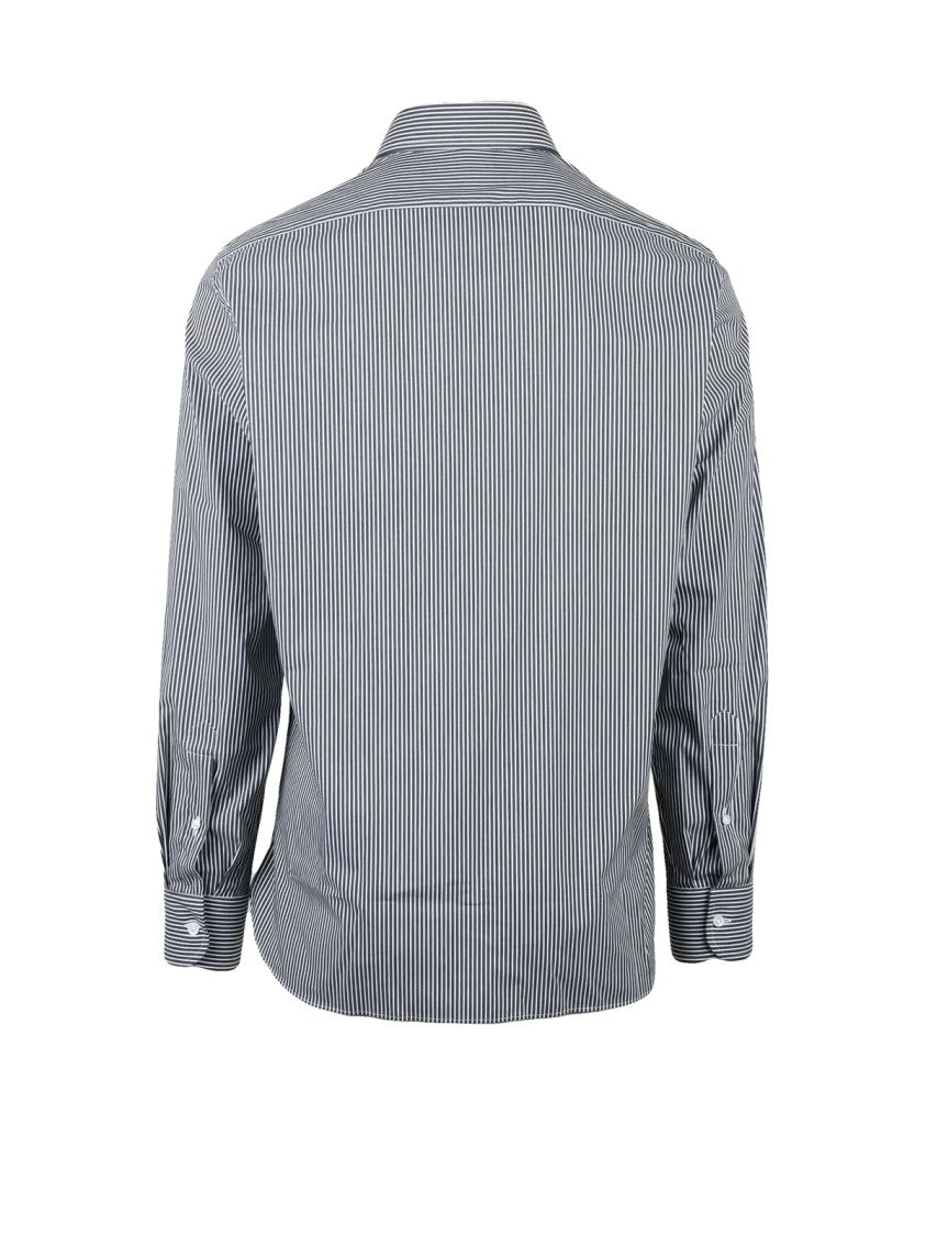 Sonrisa Long-Sleeve Technical Shirt With Fine Vertical Stripes