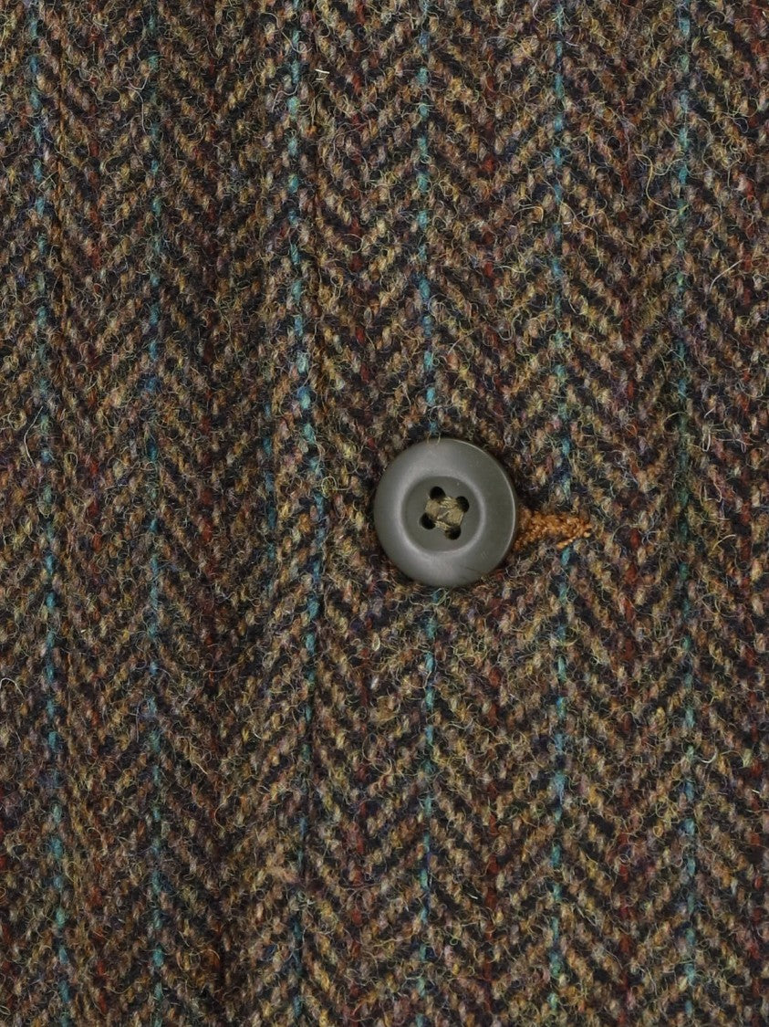 Roy Roger's Brown Herringbone Single-Breasted Wool-Blend Blazer