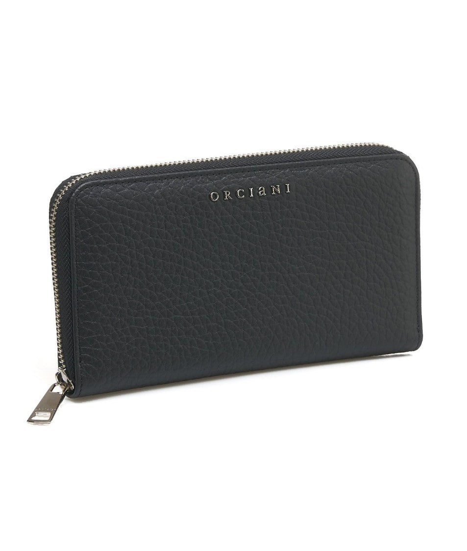 Orciani Textured Leather Wallet Zip-Around Subtle Branding