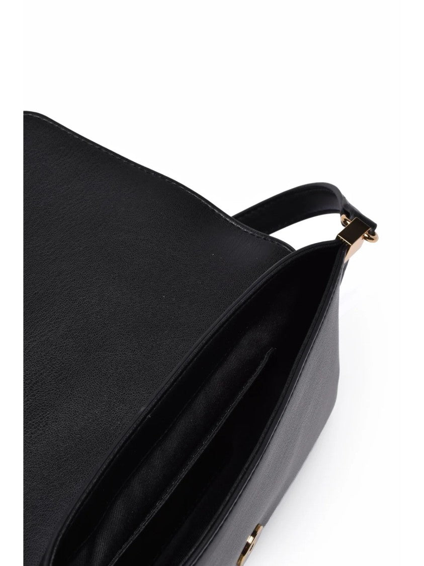 Love Moschino Black Polyurethane Clip Shoulder Bag