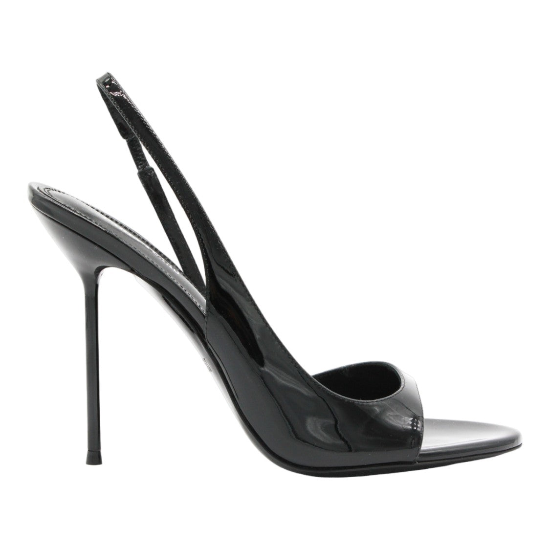 Paris Texas Glossy Black Patent Open-Toe Sandals With Stiletto Heel