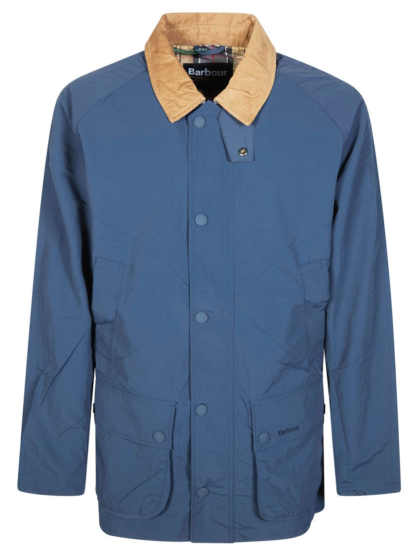 Barbour Muted Blue Tan Collar Jacket
