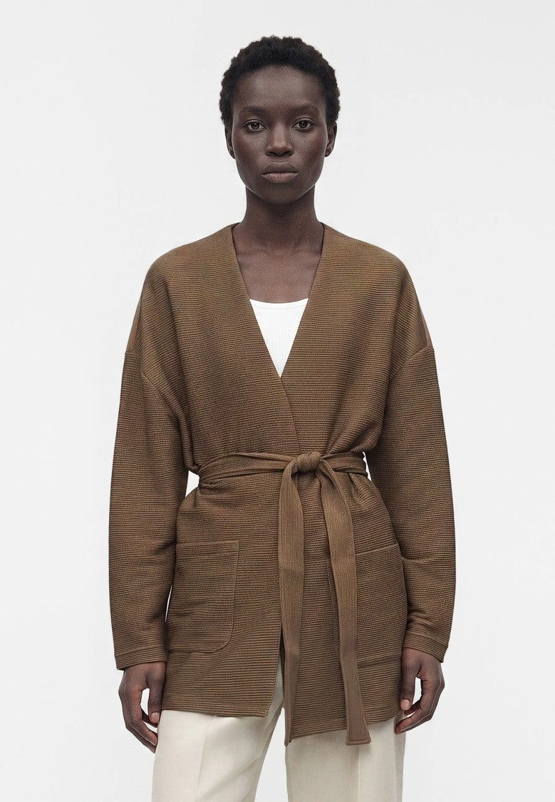 Max Mara Ribbed Knit Jacket With Tailored Silhouette And Belt