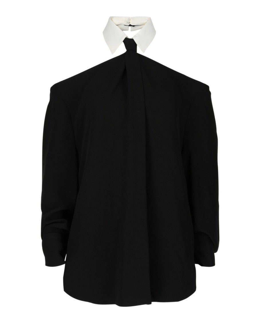 Valentino Crepe Couture Blouse With Necktie Detail