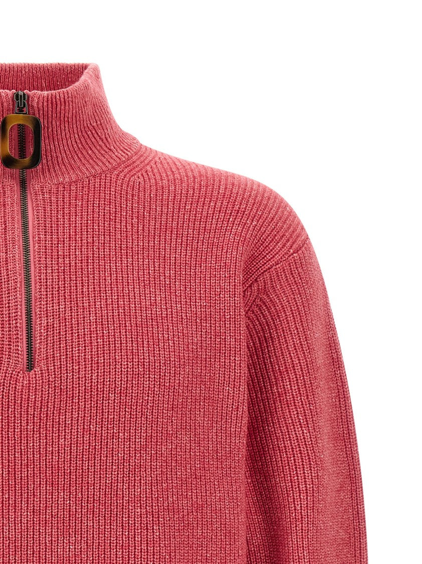J. W. Anderson Half-Zip Knit Sweater With Horn-Effect Zipper