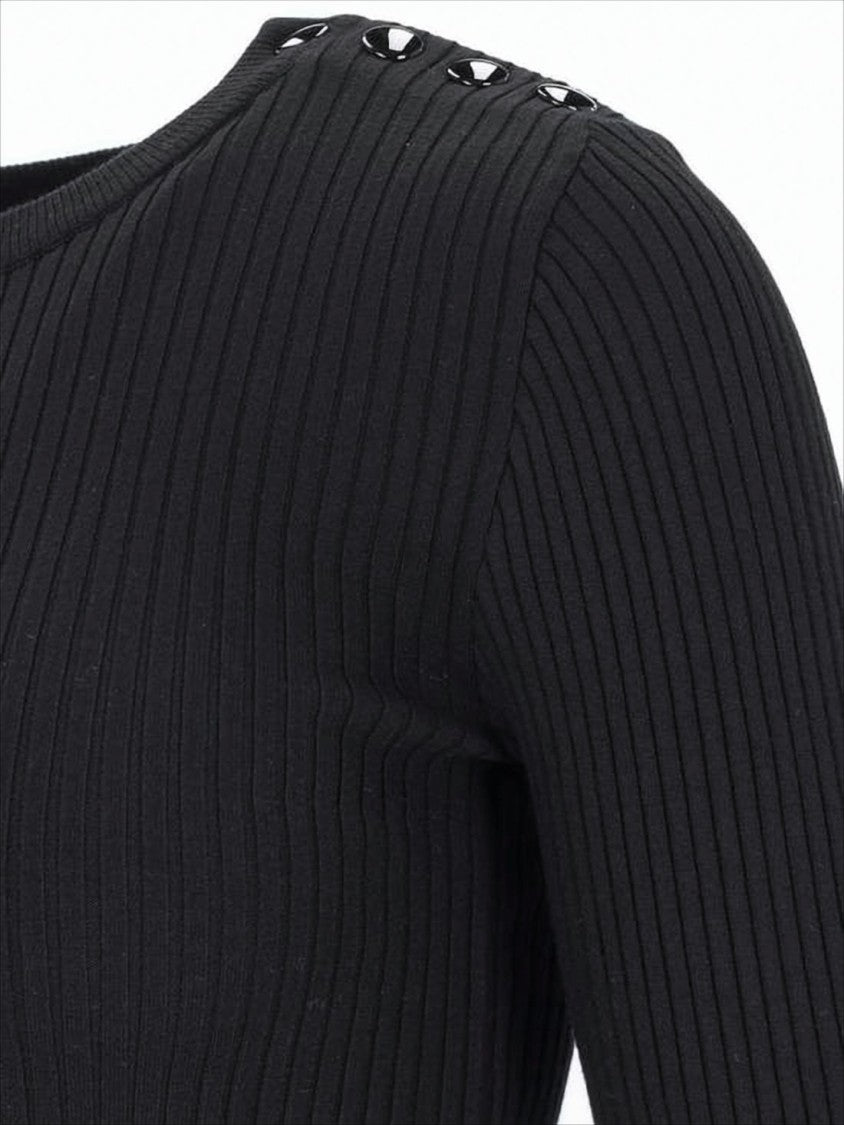 Courrèges Fitted Ribbed Sweater With Decorative Buttons