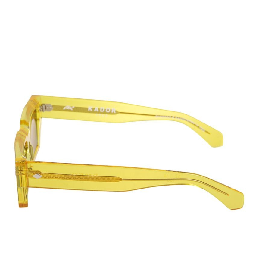 Kador Disko Translucent Yellow Rectangular Sunglasses With Reflective Blue Lenses