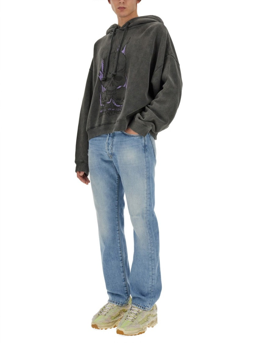 Acne Studios Skull Print Oversized Sweatshirt With Dropped Shoulders