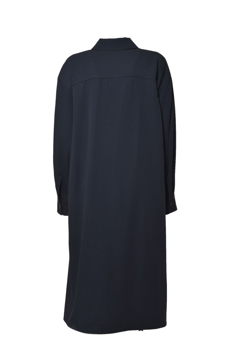 Lemaire Black Wool Midi Chemisier Dress