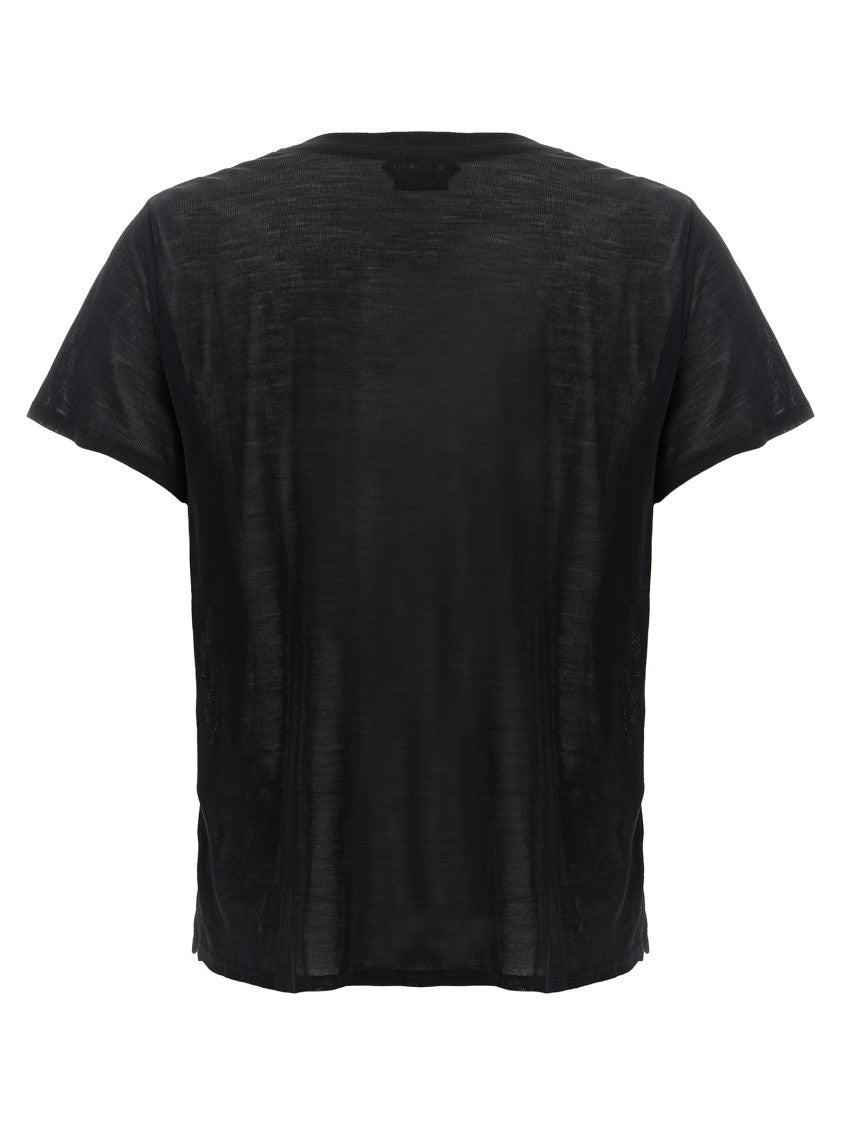 Tom Ford Sheer Silk T-Shirt With Gold Logo Plaque