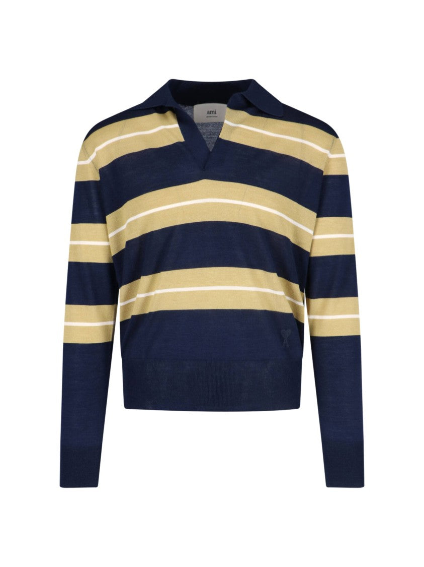 Ami Striped Polo Shirt – Blue