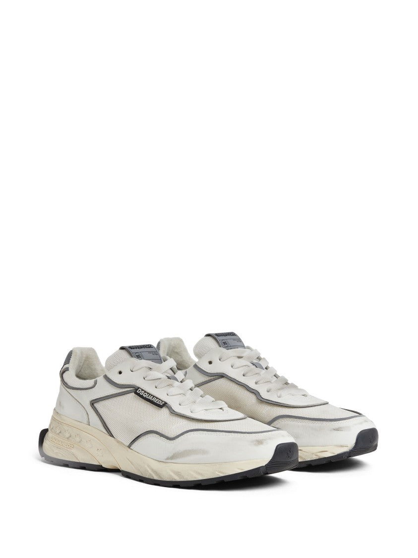 Dsquared2 Sprinter Silver Leather Mesh Running Sneakers