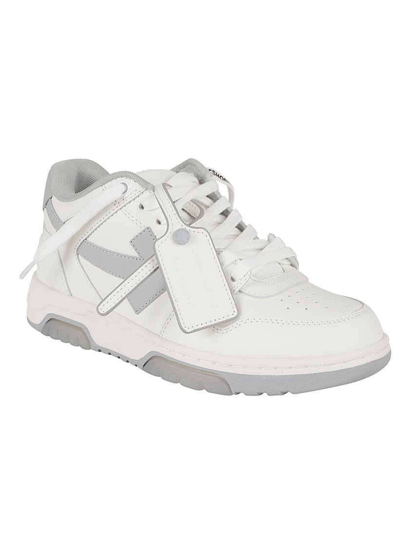 Off-White Low-Top Leather Sneakers With Arrow Motif And Padded Collar