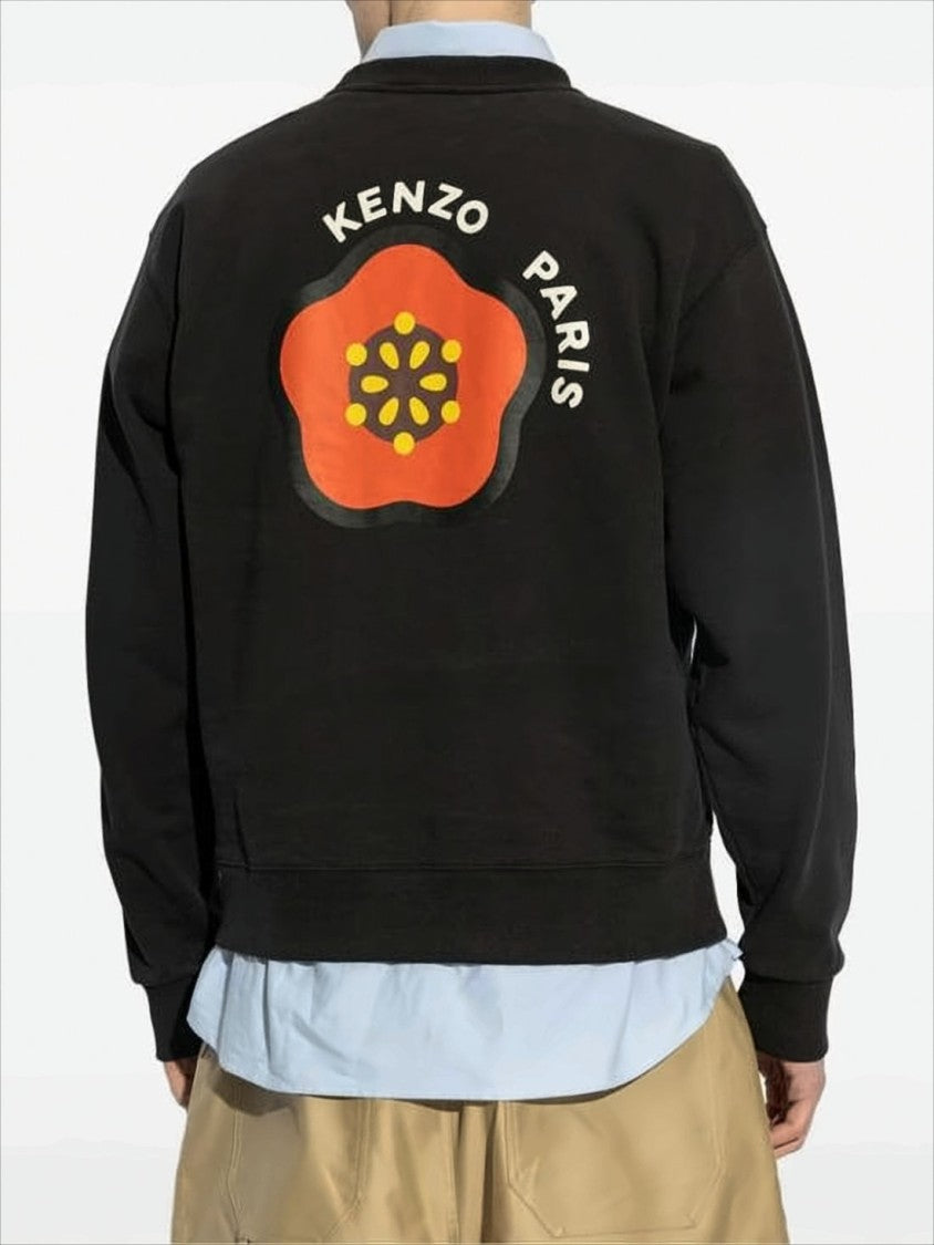 Kenzo Relaxed-Fit Black Long-Sleeve Sweatshirt With Floral Graphics