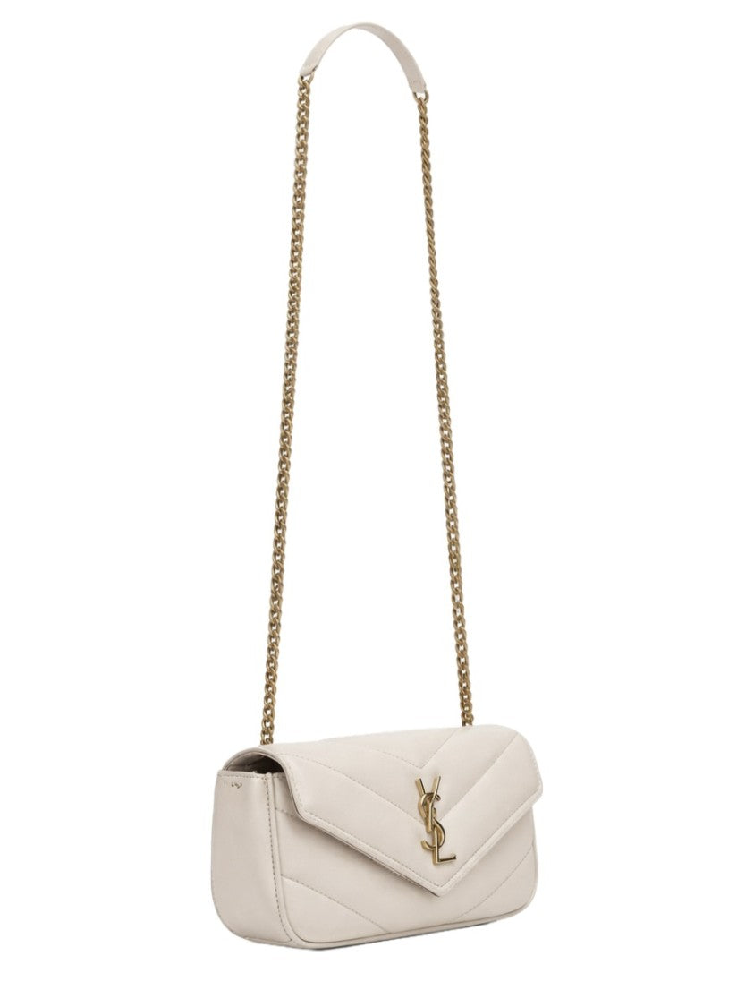 Saint Laurent Chevron Quilted Mini Shoulder Bag With Logo Closure
