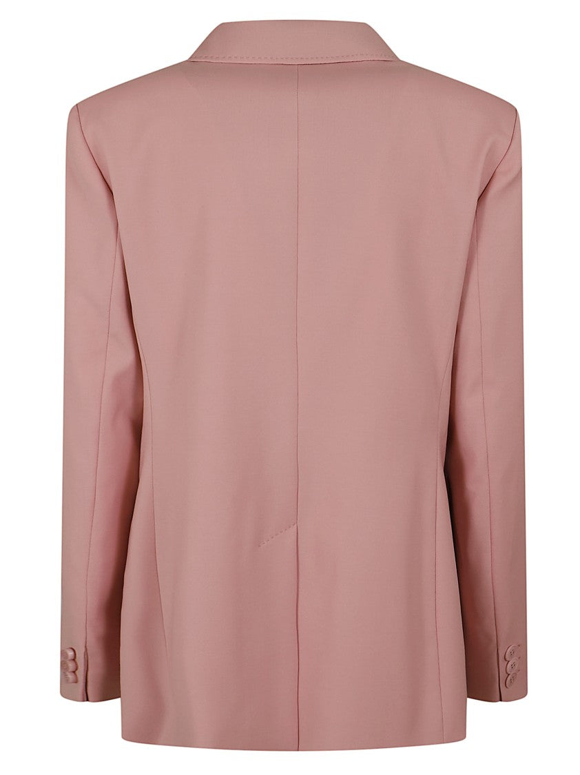 Max Mara Zinnia Double-Breasted Blazer In Dusty Pink Virgin Wool
