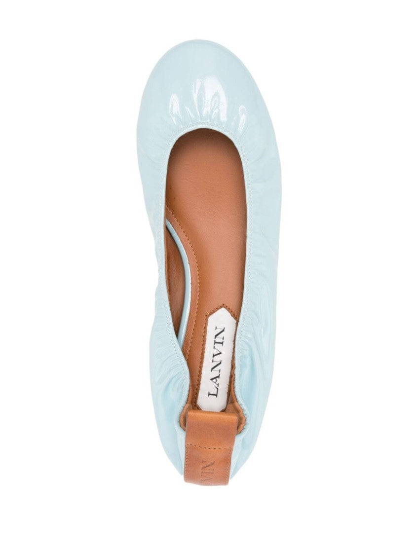 Lanvin Gathered Patent Finish Flat Shoes