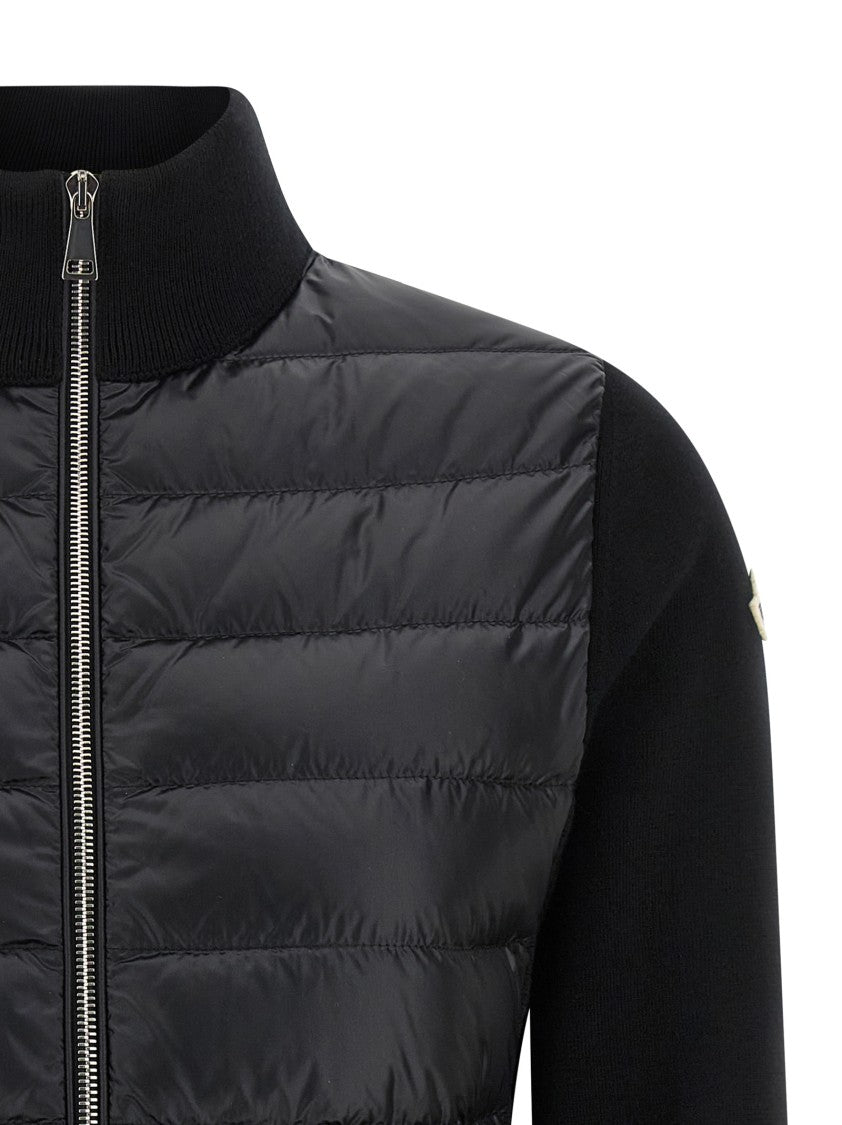 Moncler Quilted Vest-Style Cardigan With High Neck And Feather Padding