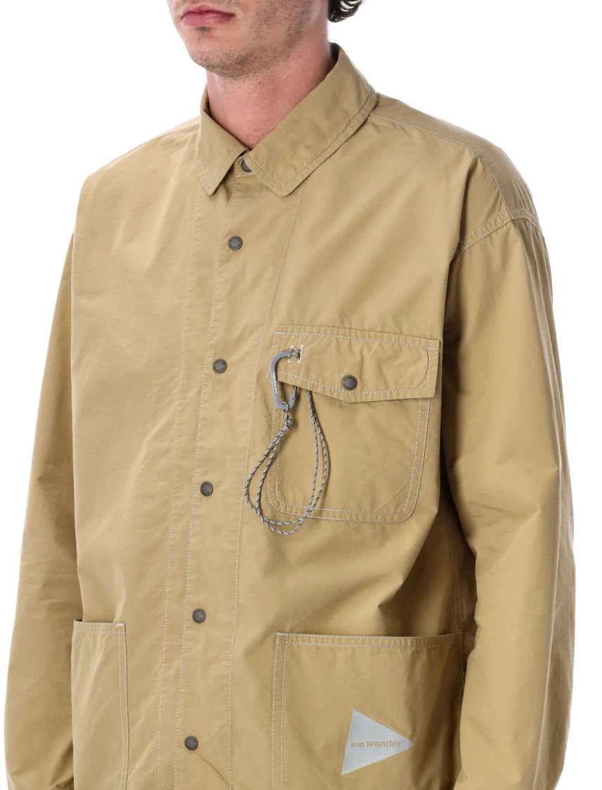 And Wander Technical Cotton Long Shirt Jacket