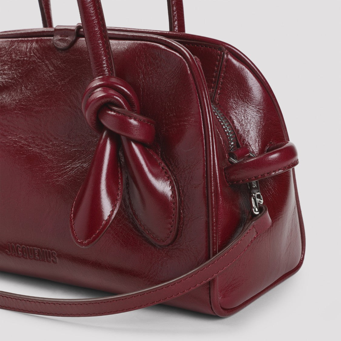 Jacquemus Burgundy Red Leather Le Petit Turismo Handbag