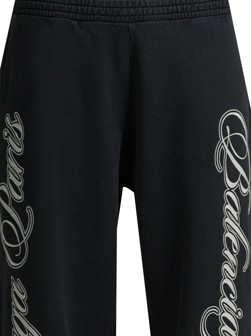 Balenciaga Baggy Black Pants With Cursive Embroidery